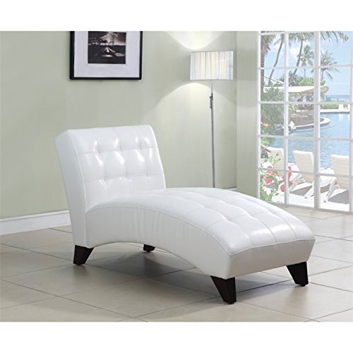 Acme Anna Faux Leather Tufted Upholstered Chaise Lounge In White